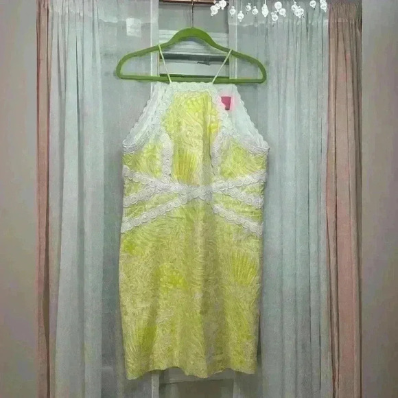 Lilly Pulitzer EUC Size 14 Pearl Stretch Shift Dress in Lilly’s Lemon Item# 7L - Picture 5 of 10